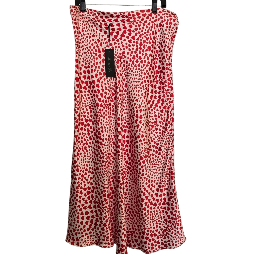 NWT Rachel Zoe Red and White Hearts A-Line Skirt